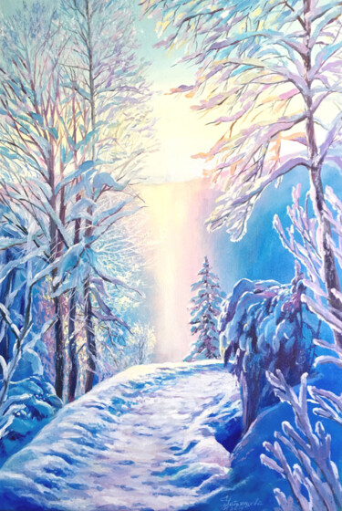 Malarstwo zatytułowany „Paysage hivernal _…” autorstwa Tatyana Ustyantseva, Oryginalna praca, Olej