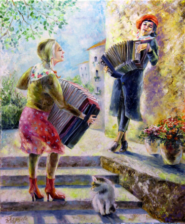 Pittura intitolato "femmes peinture _ w…" da Tatyana Ustyantseva, Opera d'arte originale, Olio
