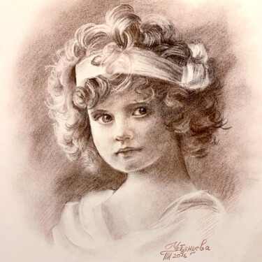 Zeichnungen mit dem Titel "Girl Portrait Sketc…" von Tatyana Ustyantseva, Original-Kunstwerk, Pastell