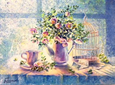 Painting titled "Still life original…" by Tatyana Ustyantseva, Original Artwork, Oil