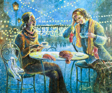 Painting titled "Winter joys" by Tatyana Ustyantseva, Original Artwork, Oil