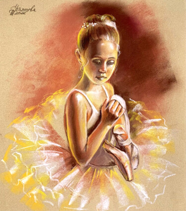 Malerei mit dem Titel "Little ballerina pa…" von Tatyana Ustyantseva, Original-Kunstwerk, Pastell