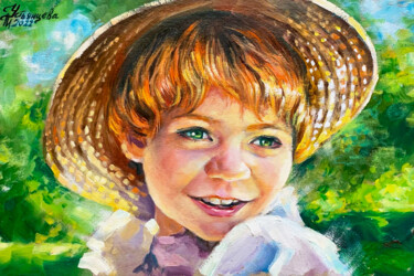 Картина под названием "Portrait of a Boy o…" - Tatyana Ustyantseva, Подлинное произведение искусства, Масло