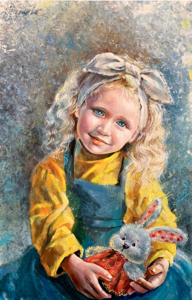 Malerei mit dem Titel "Portrait of a girl…" von Tatyana Ustyantseva, Original-Kunstwerk, Öl