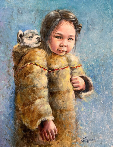 Painting titled "Girl oil painting" by Tatyana Ustyantseva, Original Artwork, Oil