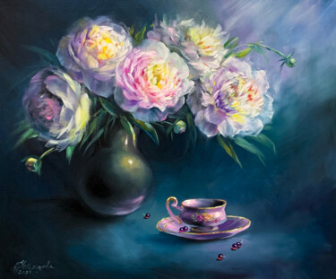 Peinture intitulée "Pink Peonies oil pa…" par Tatyana Ustyantseva, Œuvre d'art originale, Huile