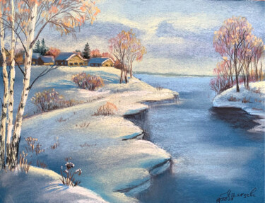 Pintura titulada "Snow Landscapes" por Tatyana Ustyantseva, Obra de arte original, Pastel