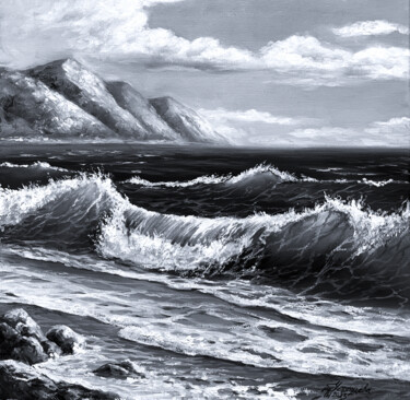 Картина под названием "Coast painting Seas…" - Tatyana Ustyantseva, Подлинное произведение искусства, Масло
