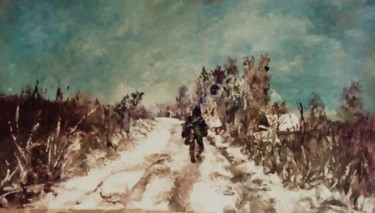 Картина под названием "Зимняя дорога" - Татьяна Коновалова, Подлинное произведение искусства, Масло
