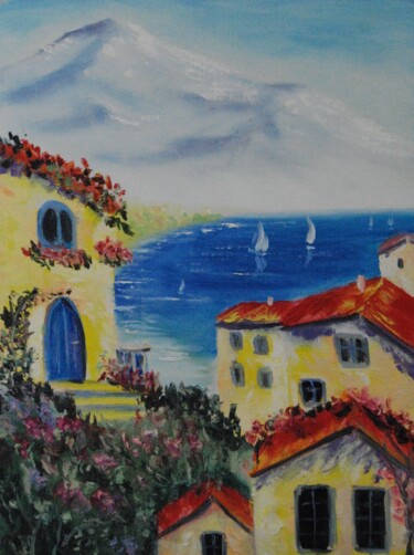 Malerei mit dem Titel "Seascape" von Tata Vo, Original-Kunstwerk, Öl