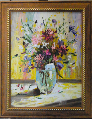 Painting titled "Flowers" by Tata Vo, Original Artwork, Oil