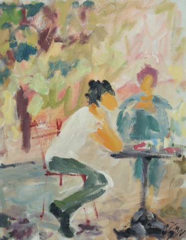 Painting titled "SUMMER. A CAFE. GAR…" by Natalia Mustaeva, Original Artwork, Other
