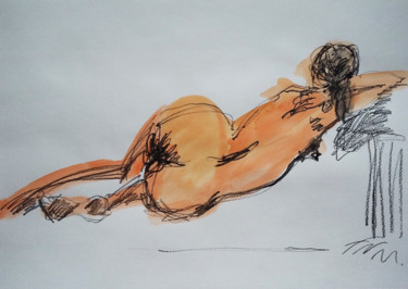 Drawing titled "Nude model" by Natalia Mustaeva, Original Artwork, Pencil