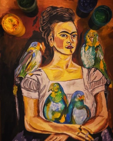 Painting titled "Frida" by Tatev Yan, Original Artwork, Gouache