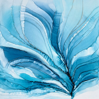 Картина под названием "Aquamarine" - Tati, Подлинное произведение искусства, Чернила Установлен на Деревянная рама для носил…
