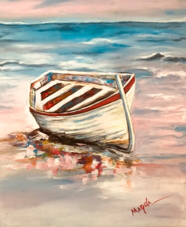 Painting titled "Resting boat" by Tati Vc, Original Artwork, Acrylic