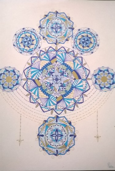 Drawing titled "Cosmos Azur" by Tatiana Lenglet, Original Artwork