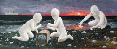 「You Can't Swim Acro…」というタイトルの絵画 Tatia Bakuradzeによって, オリジナルのアートワーク, アクリル