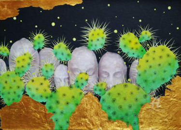 Collages titled "Cacti" by Tatia Bakuradze, Original Artwork, Acrylic