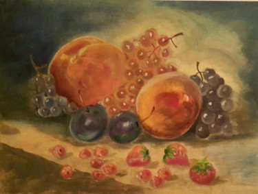 Картина под названием "Персики" - Татьяна Абрамова, Подлинное произведение искусства, Масло