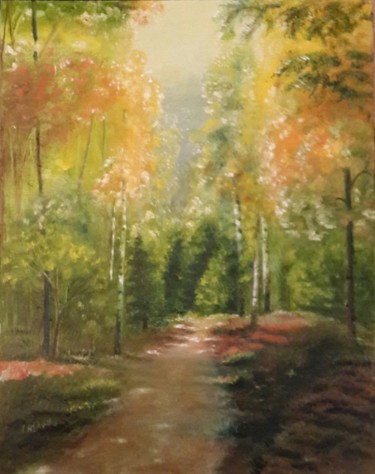 Painting titled "Осенний пейзаж" by Tatiana Abramova, Original Artwork, Oil