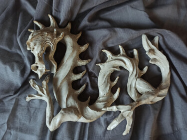 Sculpture titled "dragon riant" by Tatiana Alexandrova, Original Artwork, Ceramics