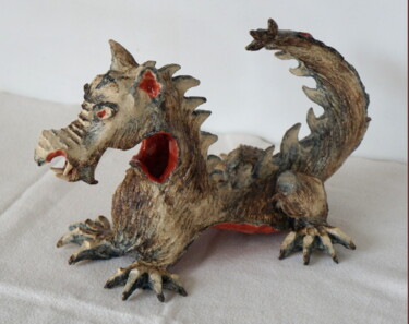 Sculpture titled "dragons mechant" by Tatiana Alexandrova, Original Artwork, Ceramics
