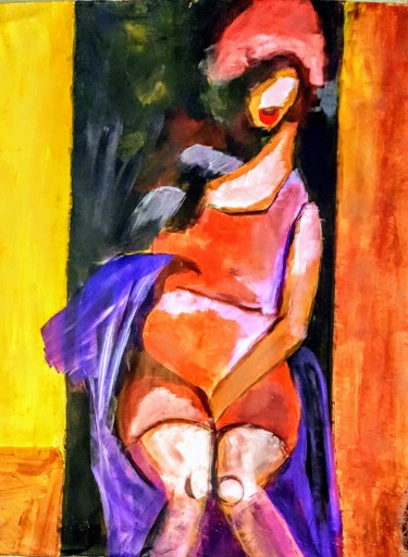 Painting titled "Modèle" by Tatiana Anikina, Original Artwork, Acrylic