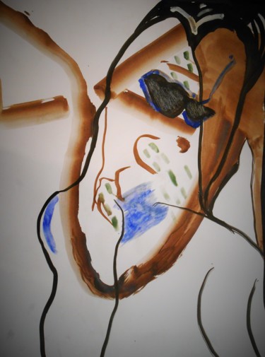 Dessin intitulée "brou de noix" par Tatiana Anikina, Œuvre d'art originale, Encre