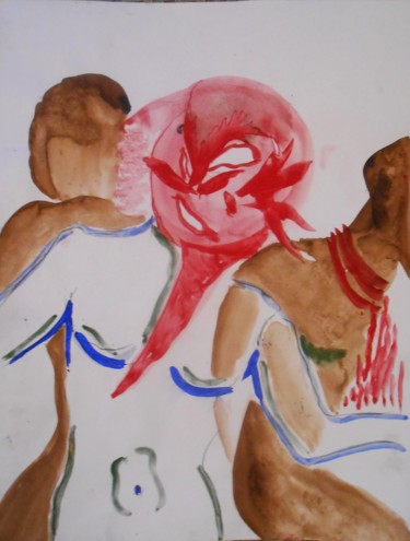 Dessin intitulée "brou de noix sur pa…" par Tatiana Anikina, Œuvre d'art originale