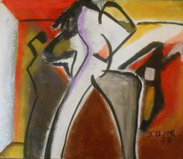 Картина под названием "Peinture sur tissu…" - Tatiana Anikina, Подлинное произведение искусства, Акрил