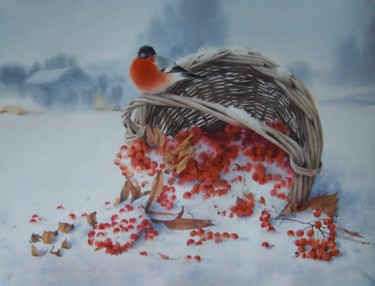Peinture intitulée ""Die Vogelbeere unt…" par Tatiana Bechtgold, Œuvre d'art originale, Aquarelle