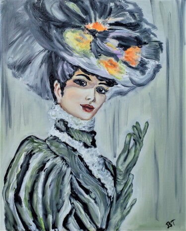 Картина под названием "A beautiful lady" - Tatiana Brester, Подлинное произведение искусства, Масло
