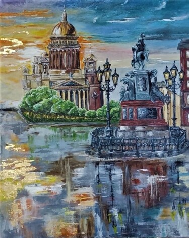 Painting titled "St. Isaac's Cathedr…" by Tatiana Brester, Original Artwork, Oil
