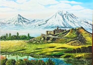 Painting titled "Hill  Hor Virap" by Tatiana Brester, Original Artwork, Oil