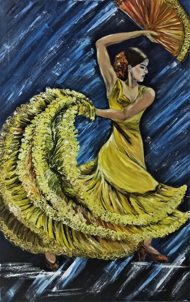 Painting titled "Passion of flamenco" by Tatiana Brester, Original Artwork, Oil