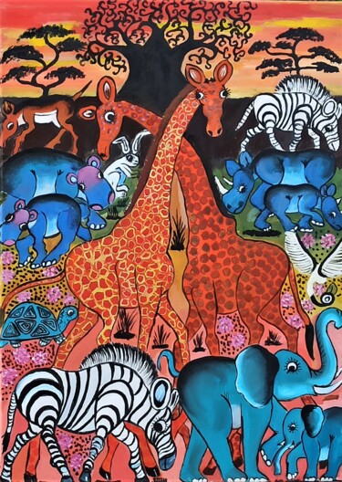 Painting titled "Safari" by Tatiana Brester, Original Artwork, Oil