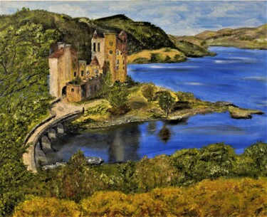 Картина под названием "Castle among the la…" - Tatiana Brester, Подлинное произведение искусства, Масло