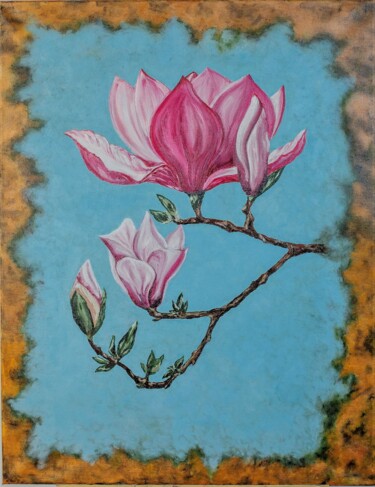 Peinture intitulée "Magnolia" par Tatiana Brester, Œuvre d'art originale, Huile
