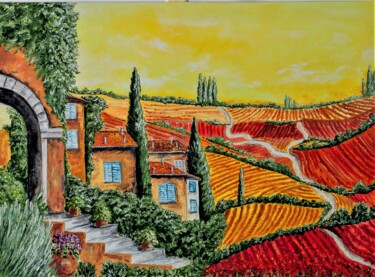 Painting titled "Tuscany in spring" by Tatiana Brester, Original Artwork, Oil