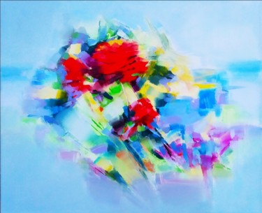 Peinture intitulée "Roses in the garden" par Tatiana Bugaenko, Œuvre d'art originale, Huile