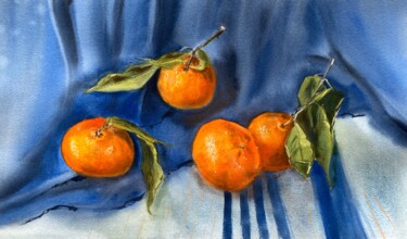 Peinture intitulée "Citrus Serenade" par Tatiana Bykova, Œuvre d'art originale, Aquarelle