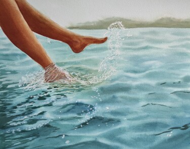 Картина под названием "Ножки в воде" - Tatiana Chernetsova, Подлинное произведение искусства, Акварель