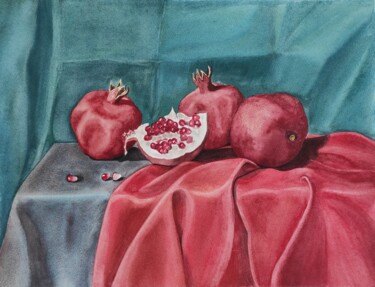 Pintura intitulada "Melagrani" por Tatiana Chernetsova, Obras de arte originais, Aquarela
