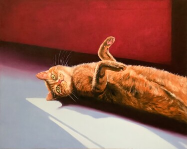 Картина под названием "Red Cat Original Oi…" - Tatiana Clark, Подлинное произведение искусства, Масло
