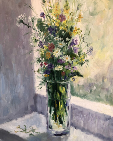 Malerei mit dem Titel "Blumen" von Tatiana De Jong, Original-Kunstwerk, Öl