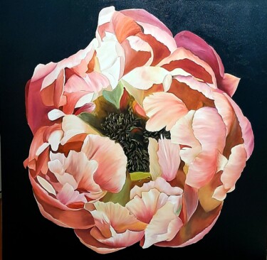 Картина под названием "Пион" - Tatiana Dedlovskaya, Подлинное произведение искусства, Масло Установлен на Деревянная рама дл…