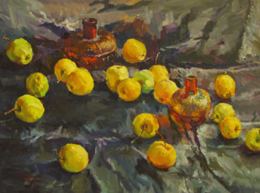 Painting titled ""Yellow apples" 2013" by Tatiana Didenko, Original Artwork, Oil