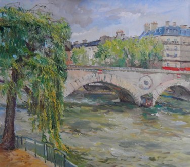 Painting titled ""The Bridge on the…" by Tatiana Didenko, Original Artwork, Oil