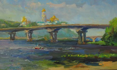 Painting titled ""Paton Bridge"" by Tatiana Didenko, Original Artwork, Oil